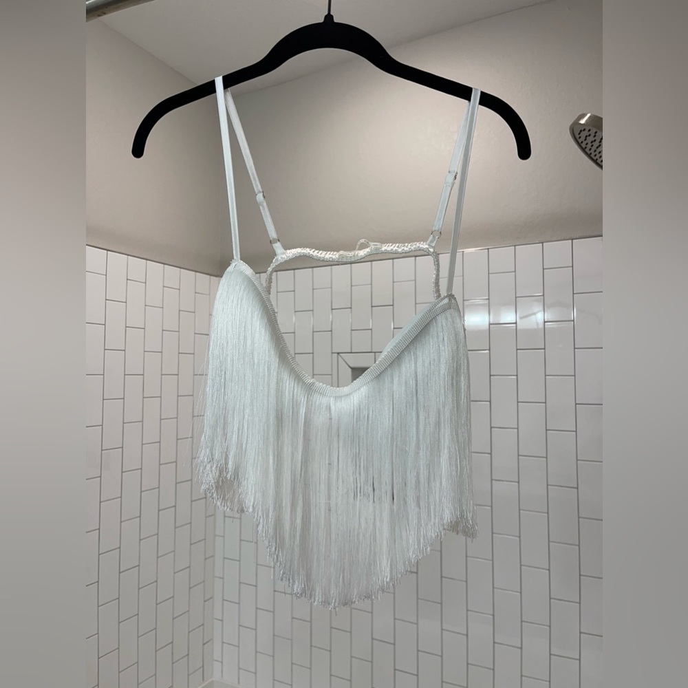 12th Tribe White Fringe Top